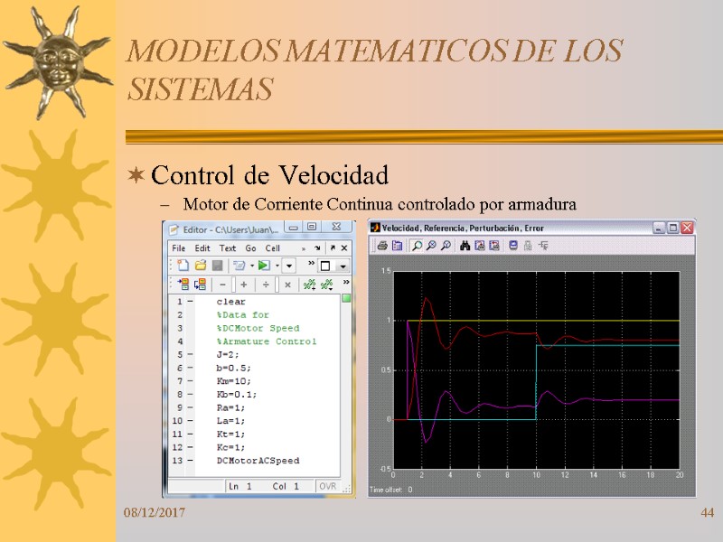 08/12/2017 44 MODELOS MATEMATICOS DE LOS SISTEMAS Control de Velocidad Motor de Corriente Continua